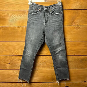 Levi’s premium 501S skinny women’s button fly jeans denim 27x30 faded‎ black Y2K